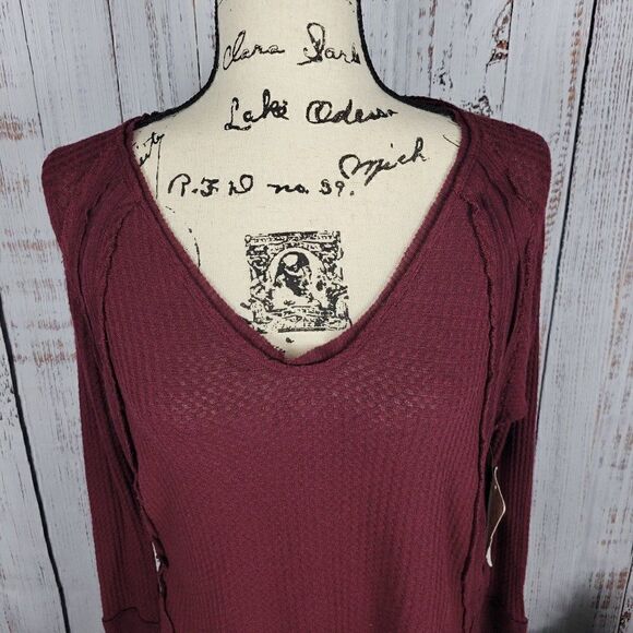 WE THE FREE Waffle Knit Oversized Long Sleeve Tunic Blouse - Picture 3 of 7